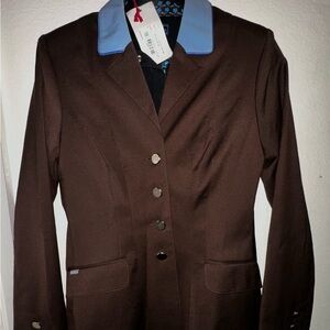 Brown Blazer with Blue Collar